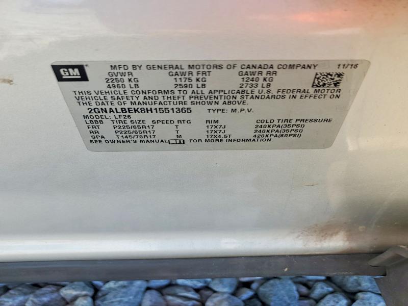 Продажа на аукционе авто 2017 Chevrolet Equinox, vin: 2GNALBEK8H1551365, номер лота: 64341256