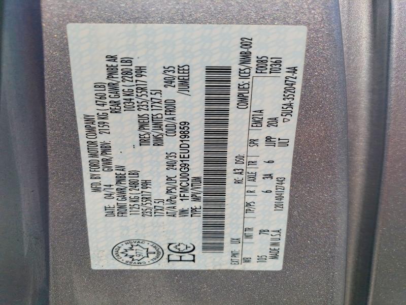 Aukcja sprzedaży 2014 Ford Escape, vin: 1FMCU0G91EUD19859, numer aukcji: 63626046