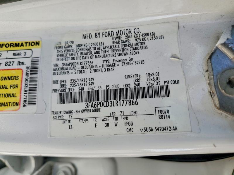 Aukcja sprzedaży 2020 Ford Fusion, vin: 3FA6P0CD3LR177866, numer aukcji: 64782086