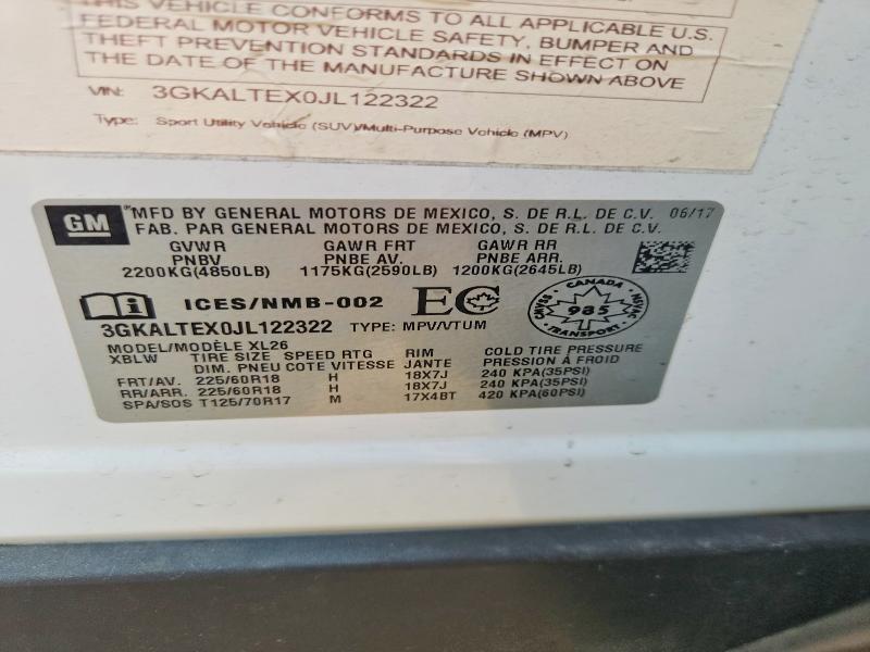 64798006 :رقم المزاد ، 3GKALTEX0JL122322 vin ، 2018 Gmc Terrain مزاد بيع