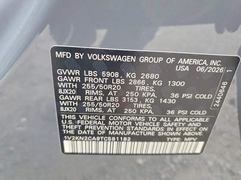 2026 Volkswagen Atlas მანქანა იყიდება აუქციონზე, vin: 1V2KN2CA9TC591182, აუქციონის ნომერი: 66479566