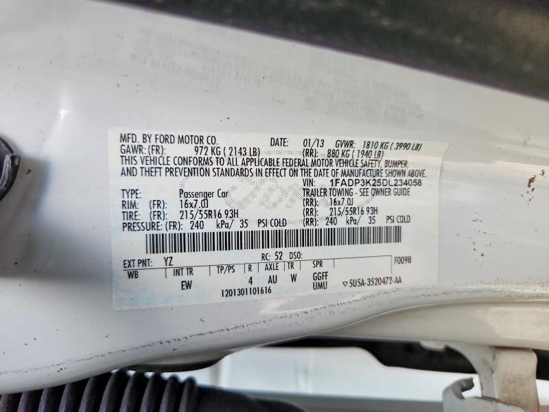 2013 Ford Focus მანქანა იყიდება აუქციონზე, vin: 1FADP3K25DL234058, აუქციონის ნომერი: 60668546