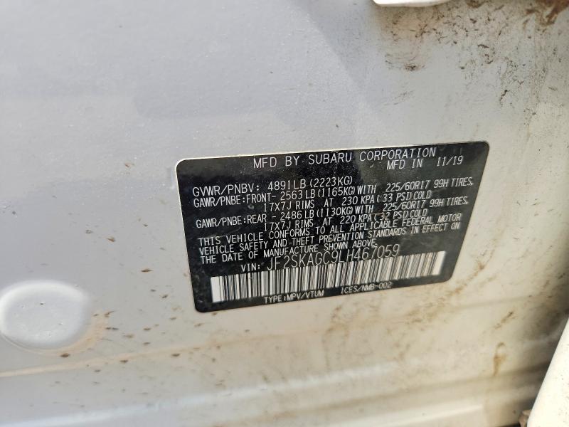 2020 Subaru Forester მანქანა იყიდება აუქციონზე, vin: JF2SKAGC9LH467059, აუქციონის ნომერი: 65192496