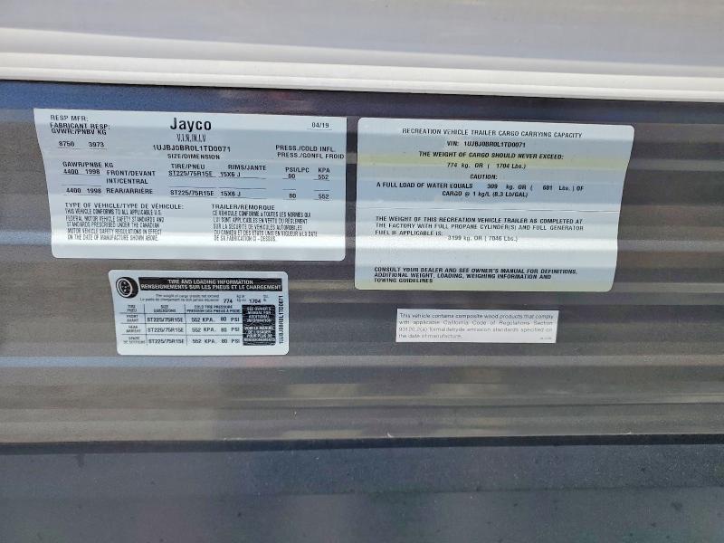 65849126 :رقم المزاد ، 1UJBJ0BR0L1TD0071 vin ، 2020 Jayco Jay Feather مزاد بيع