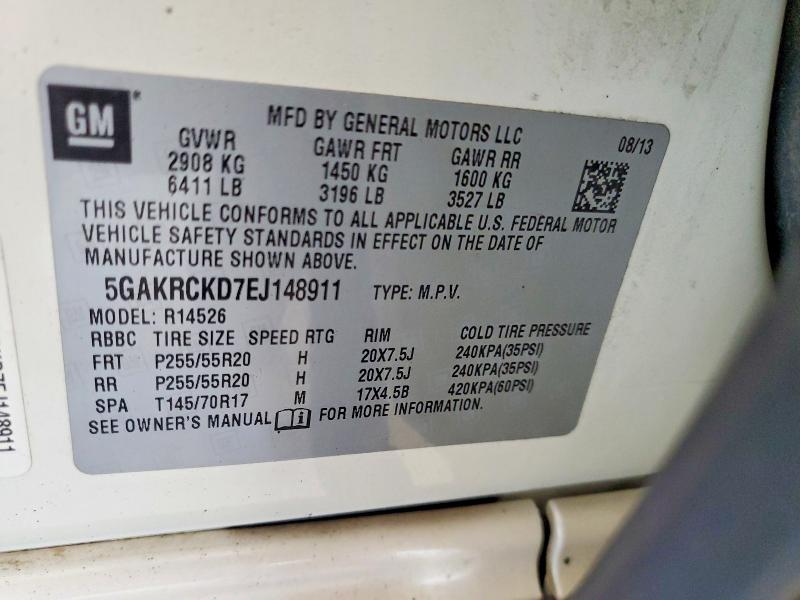 66181656 :رقم المزاد ، 5GAKRCKD7EJ148911 vin ، 2014 Buick Enclave مزاد بيع