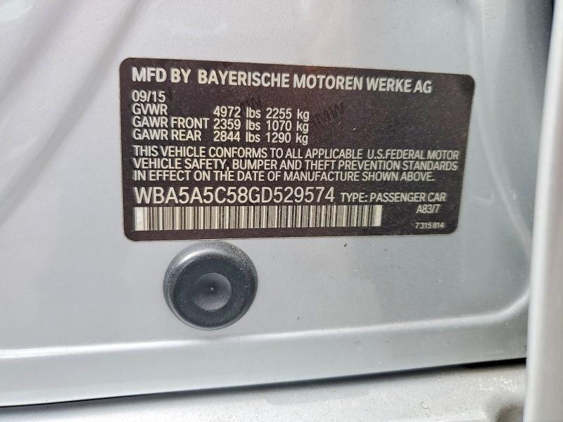 64104496 :رقم المزاد ، WBA5A5C58GD529574 vin ، 2016 Bmw 528 مزاد بيع