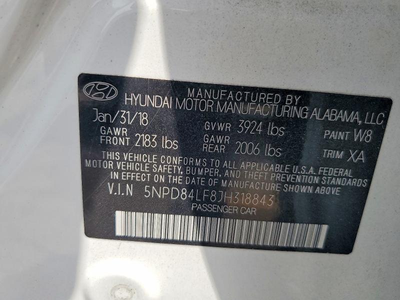 Продаж на аукціоні авто 2018 Hyundai Elantra, vin: 5NPD84LF8JH318843, номер лоту: 64367596