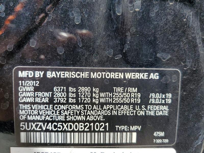65030346 :رقم المزاد ، 5UXZV4C5XD0B21021 vin ، 2013 Bmw X5 مزاد بيع