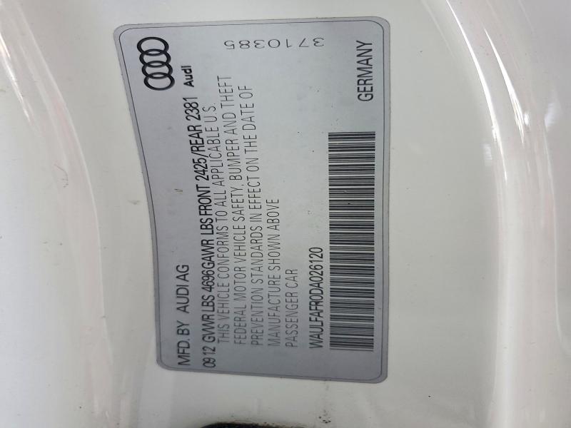 66097846 :رقم المزاد ، WAULFAFR0DA026120 vin ، 2013 Audi A5 مزاد بيع
