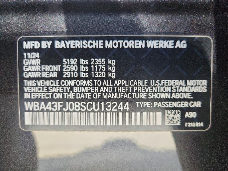 64984466 :رقم المزاد ، WBA43FJ08SCU13244 vin ، 2025 Bmw 530 مزاد بيع