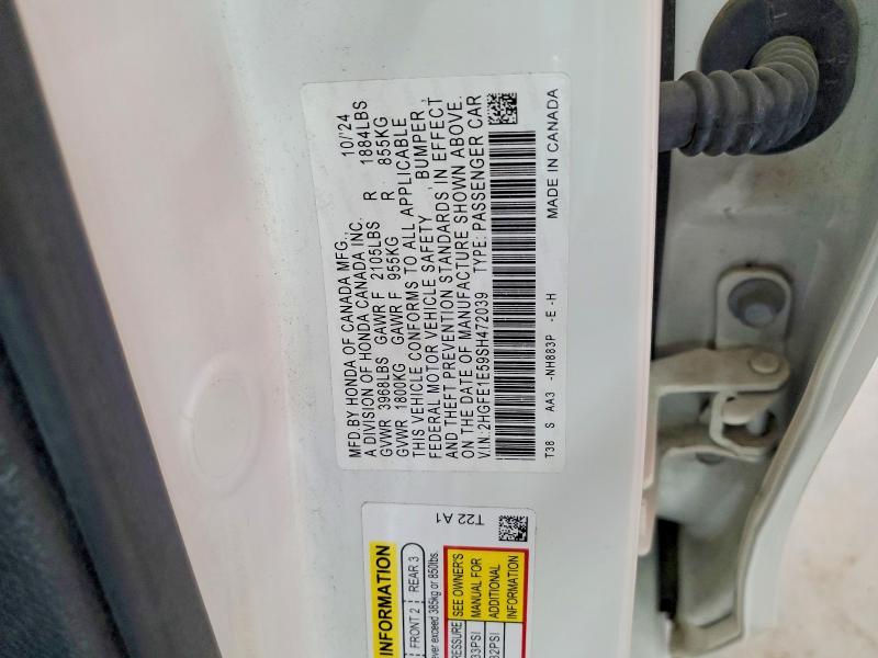 65944626 :رقم المزاد ، 2HGFE1E59SH472039 vin ، 2025 Honda Civic مزاد بيع