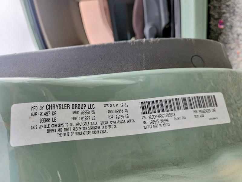 Aukcja sprzedaży 2012 Fiat 500, vin: 3C3CFFARXCT209849, numer aukcji: 66876726