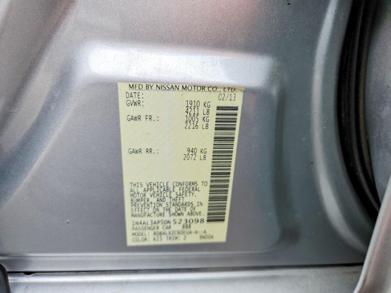 2013 Nissan Altima მანქანა იყიდება აუქციონზე, vin: 1N4AL3AP5DN523098, აუქციონის ნომერი: 64666216