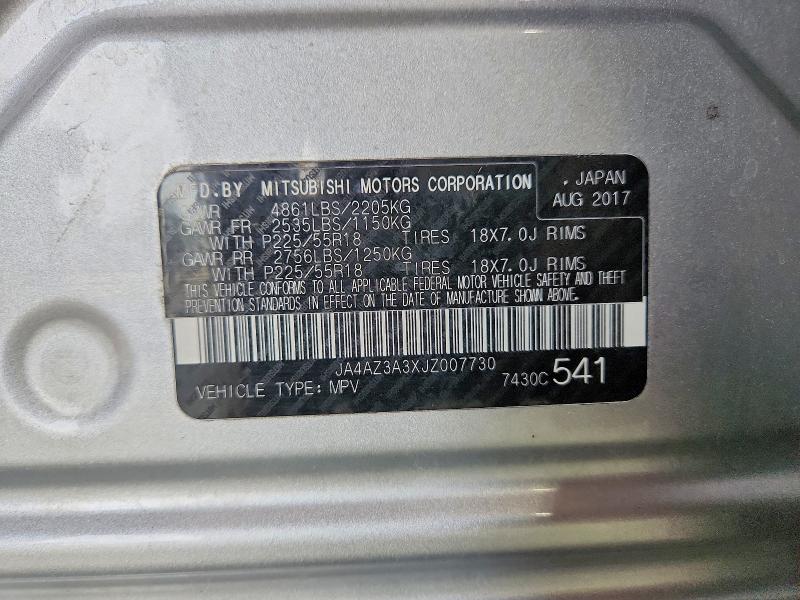 Aukcja sprzedaży 2018 Mitsubishi Outlander, vin: JA4AZ3A3XJZ007730, numer aukcji: 64833616