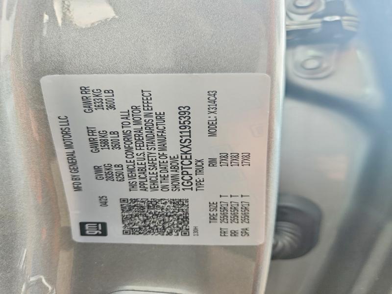 62925296 :رقم المزاد ، 1GCPTCEKXS1195393 vin ، 2025 Chevrolet Colorado مزاد بيع