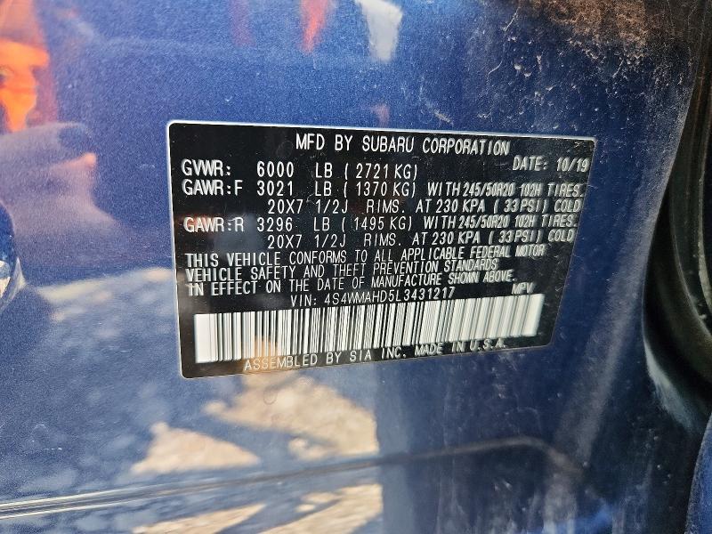 Aukcja sprzedaży 2020 Subaru Ascent, vin: 4S4WMAHD5L3431217, numer aukcji: 64458256