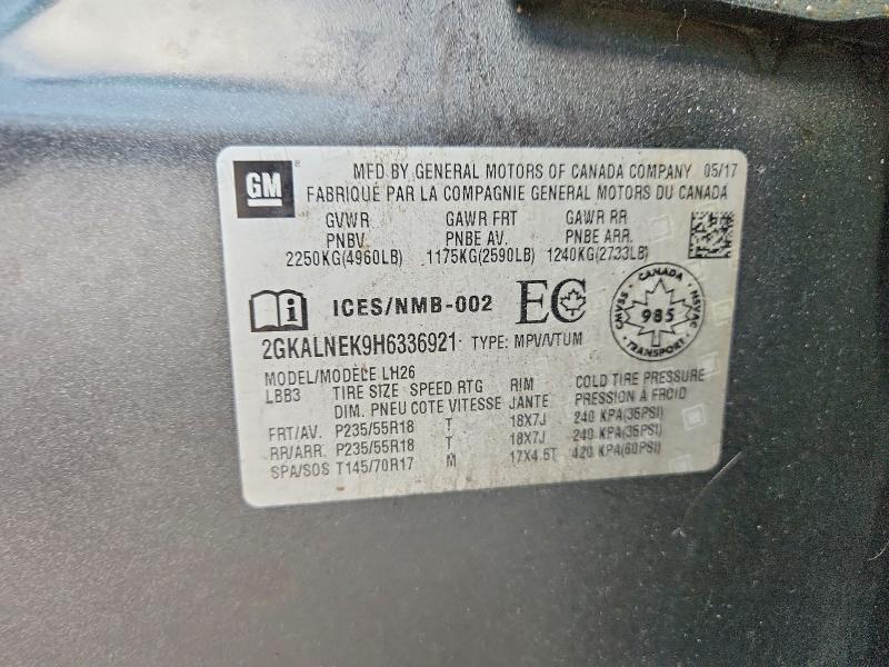 Aukcja sprzedaży 2017 Gmc Terrain, vin: 2GKALNEK9H6336921, numer aukcji: 65214116