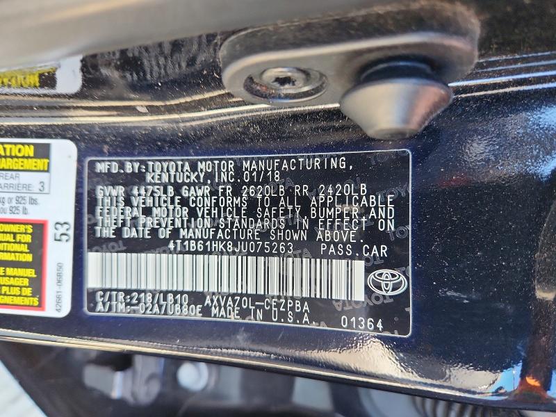 Продажа на аукционе авто 2018 Toyota Camry, vin: 4T1B61HK8JU075263, номер лота: 65555436