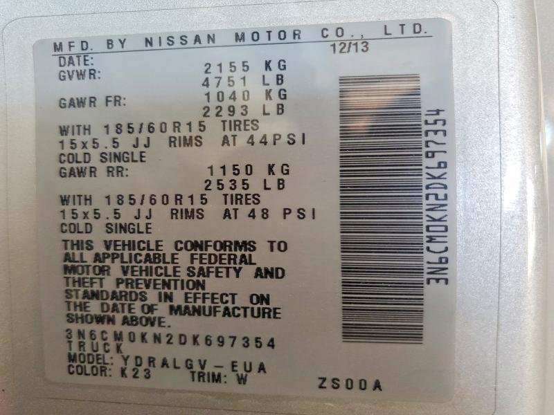 Продаж на аукціоні авто 2013 Nissan Nv200, vin: 3N6CM0KN2DK697354, номер лоту: 65403146