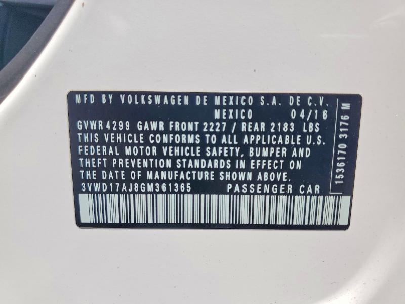 Продажа на аукционе авто 2016 Volkswagen Jetta, vin: 3VWD17AJ8GM361365, номер лота: 66135916