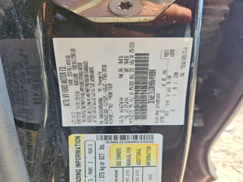 Aukcja sprzedaży 2017 Lincoln Mkz, vin: 3LN6L5LUXHR649888, numer aukcji: 66954376