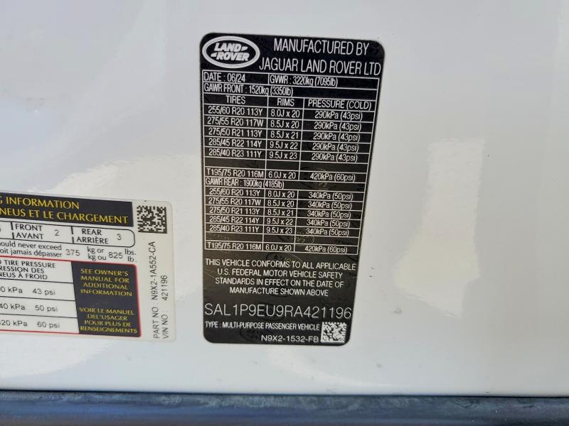 Продажа на аукционе авто 2024 Land Rover Range Rover Sport, vin: SAL1P9EU9RA421196, номер лота: 64118816