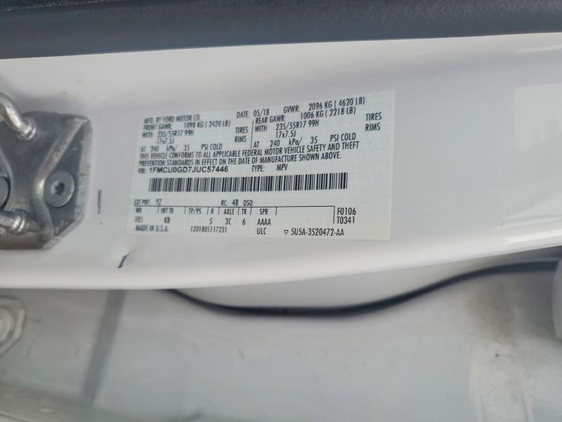 Aukcja sprzedaży 2018 Ford Escape, vin: 1FMCU0GD7JUC57446, numer aukcji: 64646066