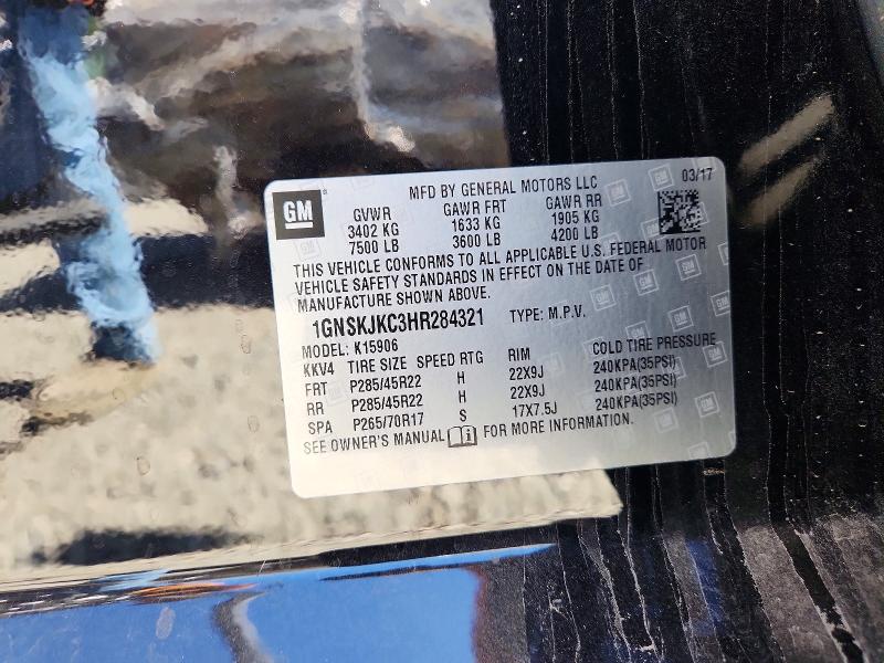 65367866 :رقم المزاد ، 1GNSKJKC3HR284321 vin ، 2017 Chevrolet Suburban مزاد بيع