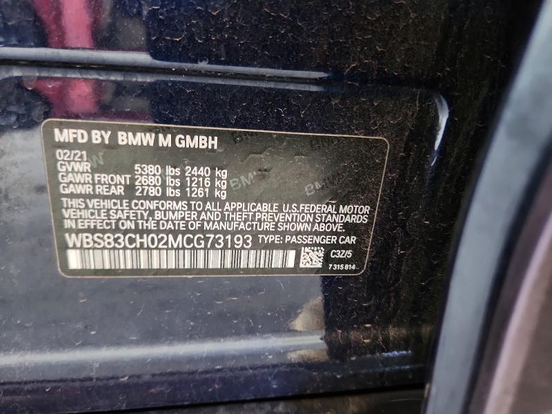 Продаж на аукціоні авто 2021 Bmw M5, vin: WBS83CH02MCG73193, номер лоту: 65049306