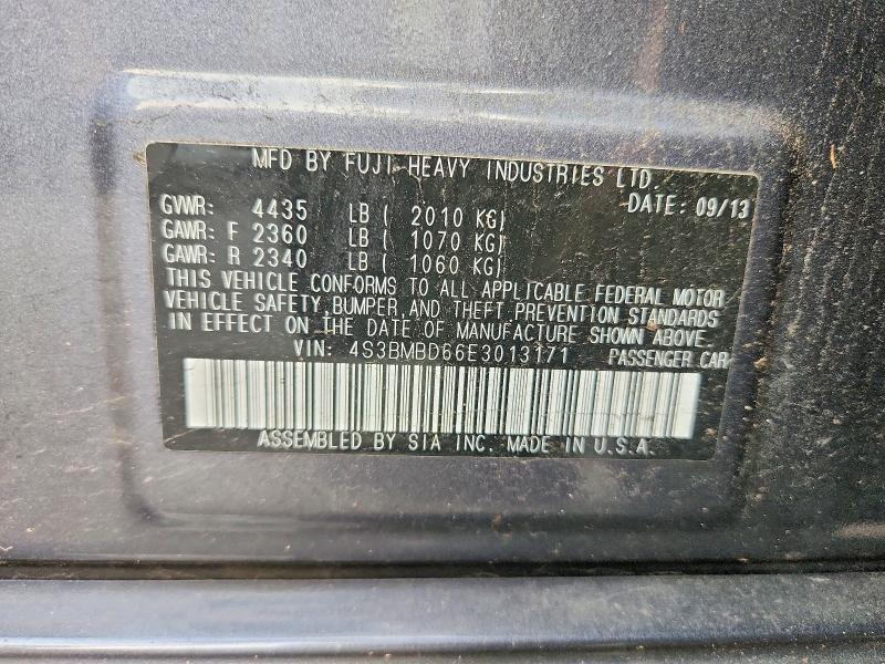Aukcja sprzedaży 2014 Subaru Legacy, vin: 4S3BMBD66E3013171, numer aukcji: 64101376