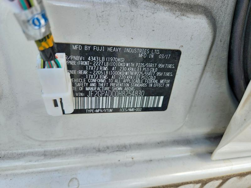 65369516 :رقم المزاد ، JF2GPADC0H8254830 vin ، 2017 Subaru Crosstrek مزاد بيع
