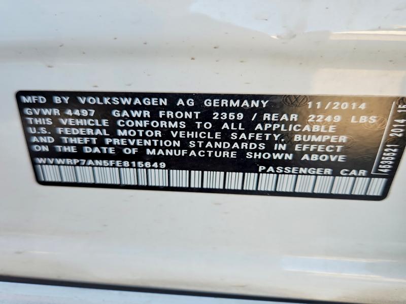 Продажа на аукционе авто 2015 Volkswagen Cc, vin: WVWRP7AN5FE815649, номер лота: 64895426