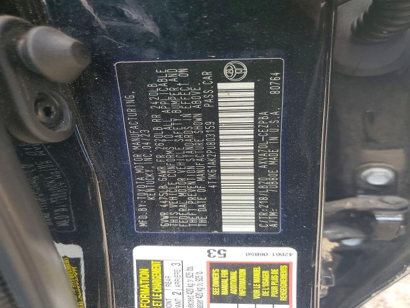2023 Toyota Camry მანქანა იყიდება აუქციონზე, vin: 4T1K61AK2PU803159, აუქციონის ნომერი: 66941066