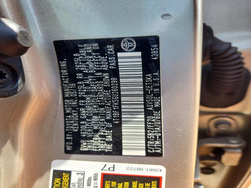 Auction sale of the 2016 Toyota Camry, vin: 4T1BF1FK5GU260298, lot number: 65134636