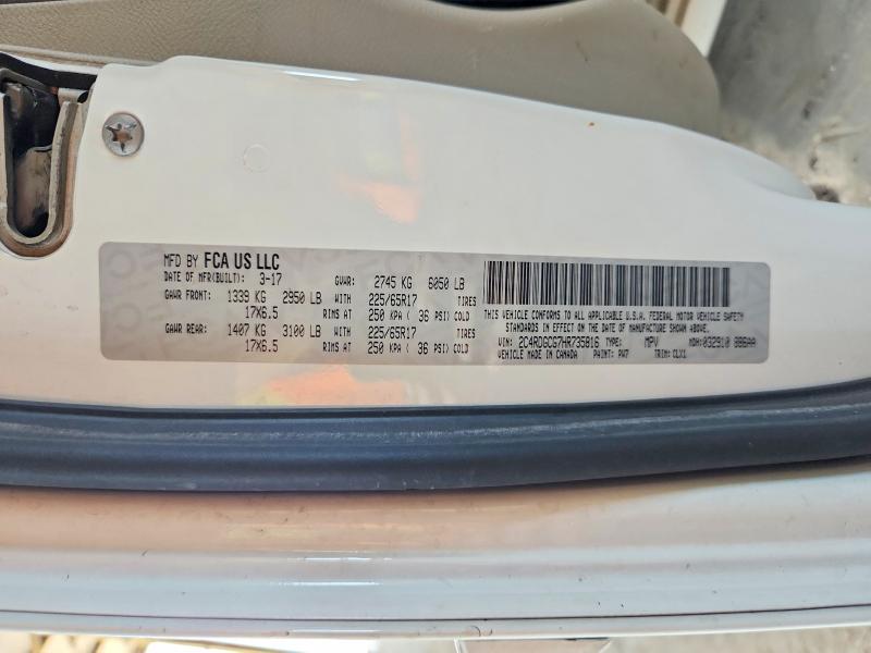 66470926 :رقم المزاد ، 2C4RDGCG7HR735816 vin ، 2017 Dodge Grand Caravan مزاد بيع