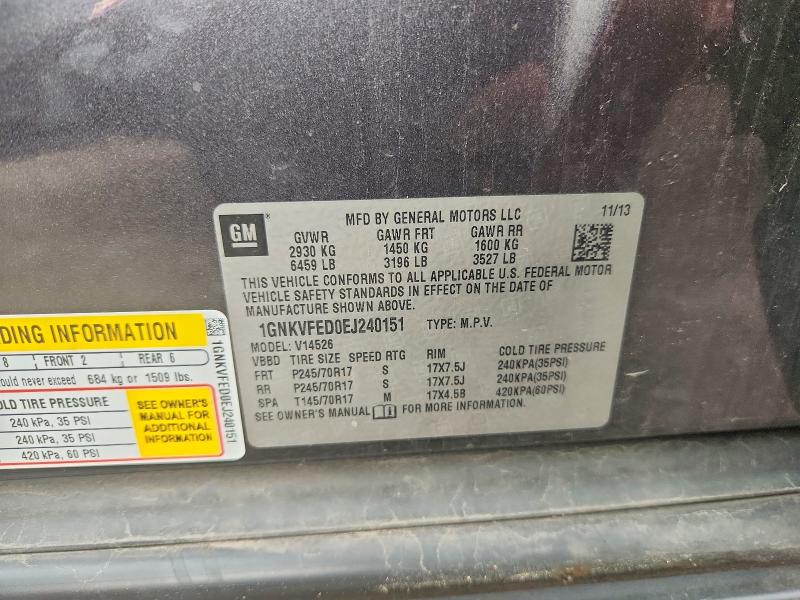Продажа на аукционе авто 2014 Chevrolet Traverse, vin: 1GNKVFED0EJ240151, номер лота: 63788506