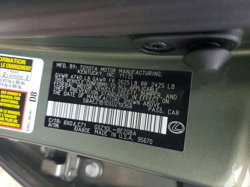 Aukcja sprzedaży 2025 Lexus Es 350, vin: 58AEZ1B10SU219368, numer aukcji: 64743046