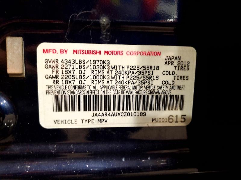 Продаж на аукціоні авто 2012 Mitsubishi Outlander Sport, vin: JA4AR4AUXCZ010189, номер лоту: 65934096