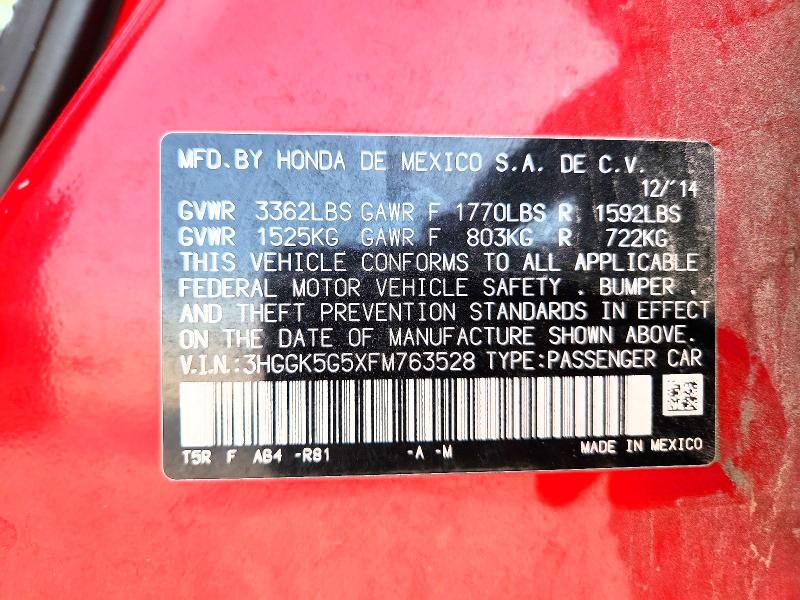 Aukcja sprzedaży 2015 Honda Fit, vin: 3HGGK5G5XFM763528, numer aukcji: 63826946