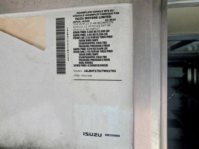 Aukcja sprzedaży 2018 Isuzu Reach, vin: JALB4T175J7W01793, numer aukcji: 63664786