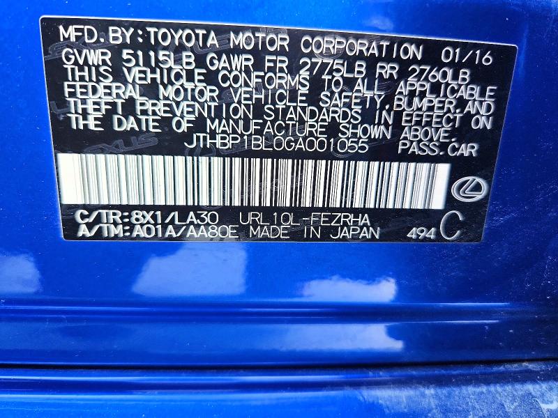 2016 Lexus Gs F მანქანა იყიდება აუქციონზე, vin: JTHBP1BL0GA001055, აუქციონის ნომერი: 64156756