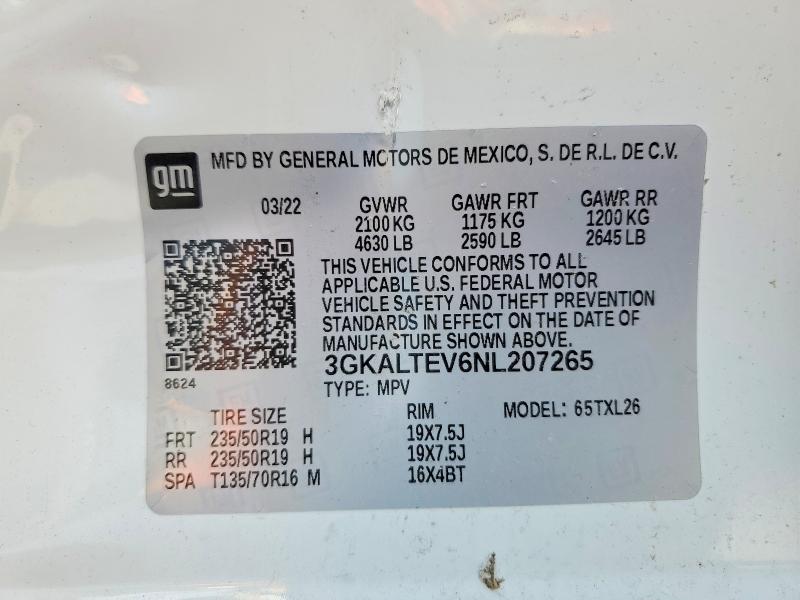 63588926 :رقم المزاد ، 3GKALTEV6NL207265 vin ، 2022 Gmc Terrain مزاد بيع