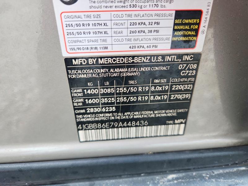 64018046 :رقم المزاد ، 4JGBB86E79A448436 vin ، 2009 Mercedes-benz Ml مزاد بيع