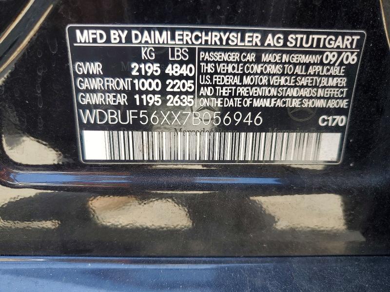2007 Mercedes-benz E მანქანა იყიდება აუქციონზე, vin: WDBUF56XX7B056946, აუქციონის ნომერი: 63921086
