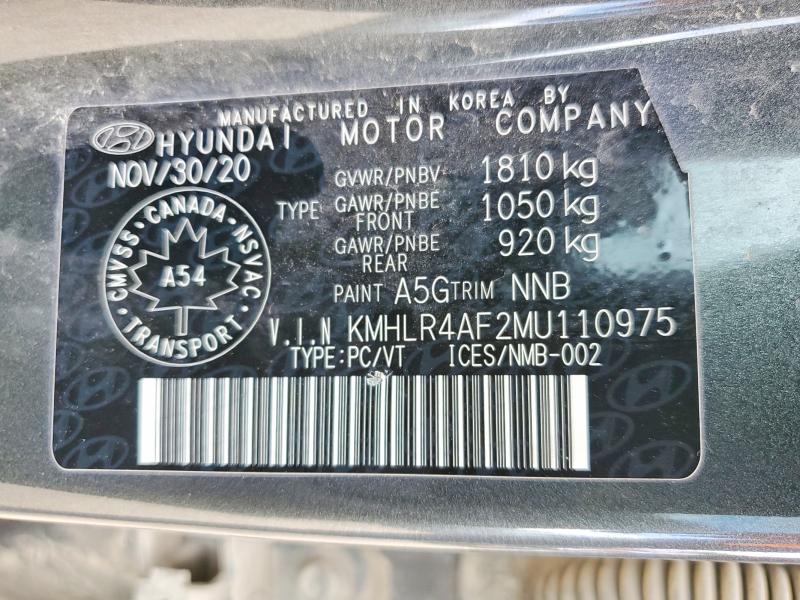 65043786 :رقم المزاد ، KMHLR4AF2MU110975 vin ، 2021 Hyundai Elantra مزاد بيع