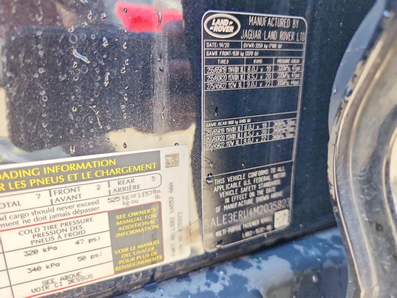 Aukcja sprzedaży 2021 Land Rover Defender, vin: SALE3ERU4M2035823, numer aukcji: 64487526
