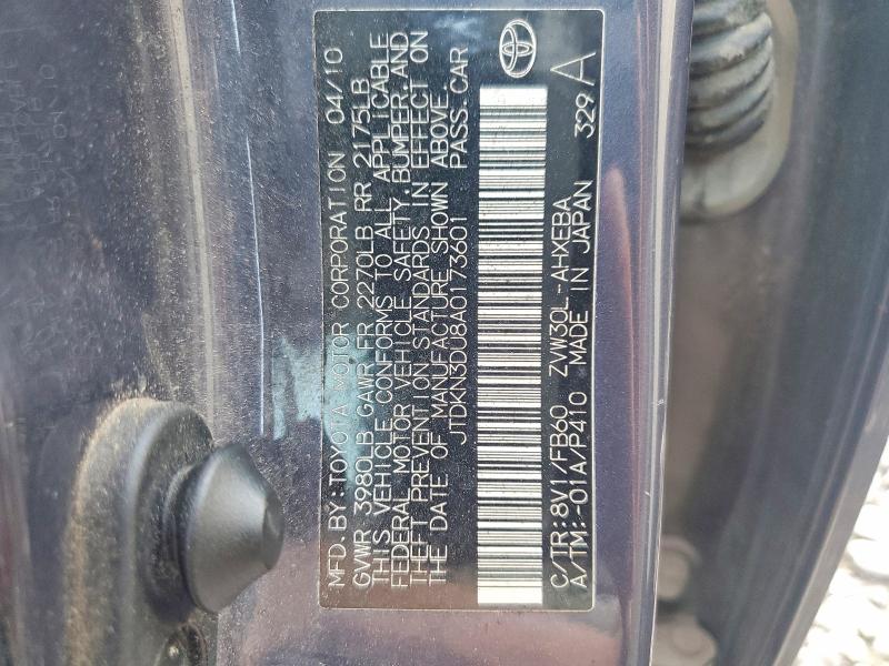 Aukcja sprzedaży 2010 Toyota Prius, vin: JTDKN3DU8A0173601, numer aukcji: 64743636