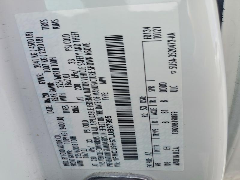 Продажа на аукционе авто 2020 Ford Escape, vin: 1FMCU9H67LUB67995, номер лота: 63444756