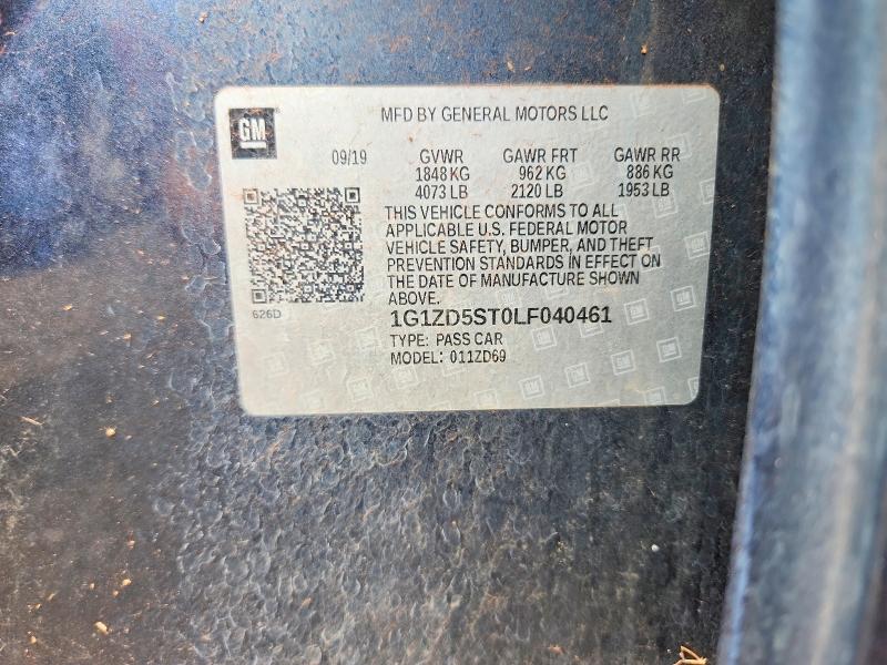 Auction sale of the 2020 Chevrolet Malibu, vin: 1G1ZD5ST0LF040461, lot number: 63775596