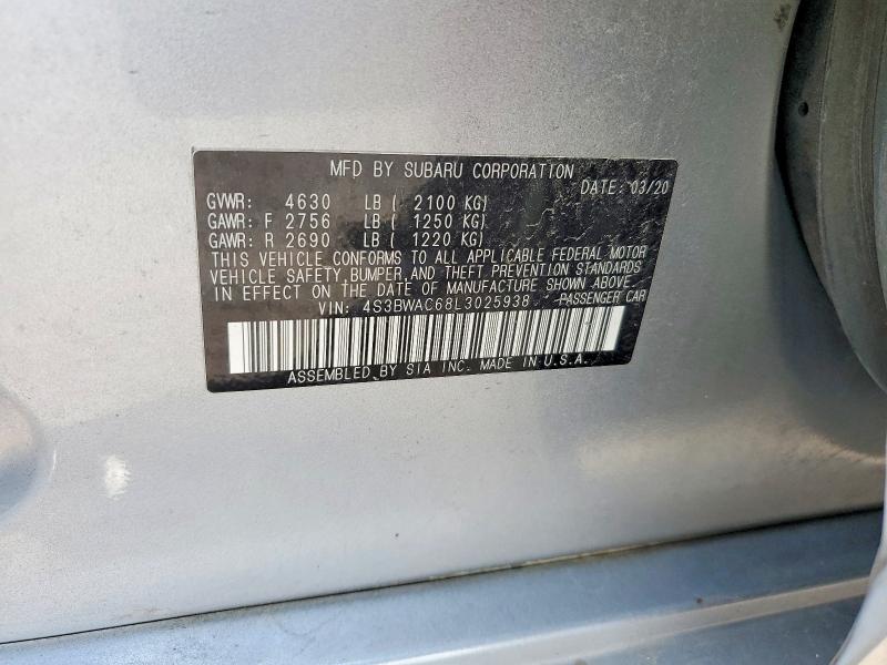 Aukcja sprzedaży 2020 Subaru Legacy, vin: 4S3BWAC68L3025938, numer aukcji: 66631986